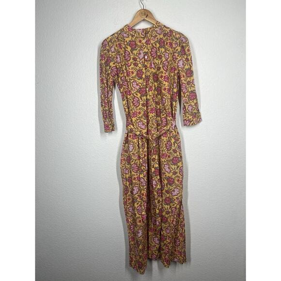 dRA Los Angeles Floral Block Print Maxi Dress Medium Tie Waist Anthropologie - Picture 1 of 6